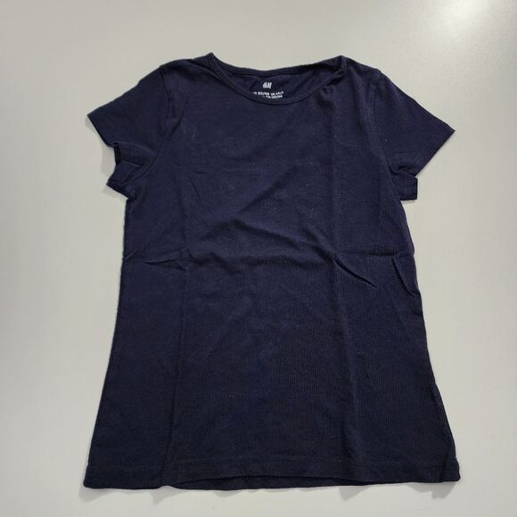 H&M Girls Navy Blue Cotton Layering or Undershirt T-shirt Top Size 6x/7 - Picture 1 of 3